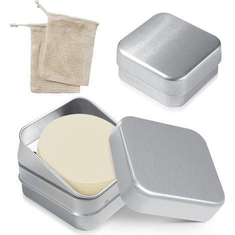 Juego de jaboneras de 2 piezas, aluminio, rejilla de drenaje, tapa hermética, ideal para viajes. (1/5)