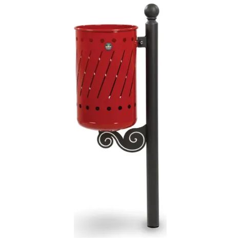 Cestino Dec&ograve 575 Giochipark acciaio zincato verniciato &Oslash30x52h urbano 35lt - RAL 3003 - Da interrare