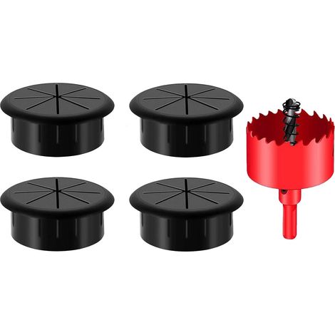 4 Pièces Noir œillets de Bureau 60mm, avec 1 Scie Cloche (1/5)
