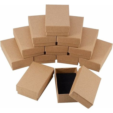 Petit Kraft Brown Boîtes en Carton Boîte À Bijoux avec Couvercles Boîtes Cadeau pour Collier Anneau Cadeaux Affichage Noël Fêtes Anniversaires Mariage, 8 × 5 × 3cm 24 Pcs (1/5)