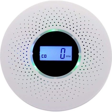 Détecteur de fumée,Détecteur combiné de fumée et de monoxyde de carbone, alarme composite avec avertissement sonore et affichage numérique alimenté par batterie (1/5)
