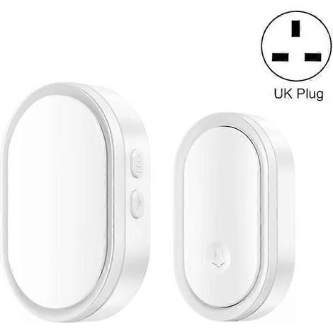 Sonnette connectée intelligente avec télécommande, bipeur pour personnes âgées, prise britannique, A99 blanc (1/2)