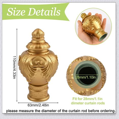 Embout de tringle à rideaux classique en plastique doré, embout de tringle à rideaux, 28 mm ( (1/5)