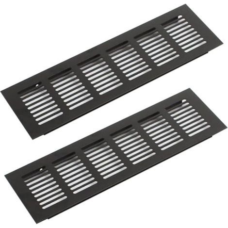 Grille Aération Aluminium 2 Pièces Grille d'Aeration Grille de Ventilation Rectangulaire Grille d'Aeration en Alliage Grille Daération Extérieure pour la Ventilation Noir 250 X 80mm (1/4)