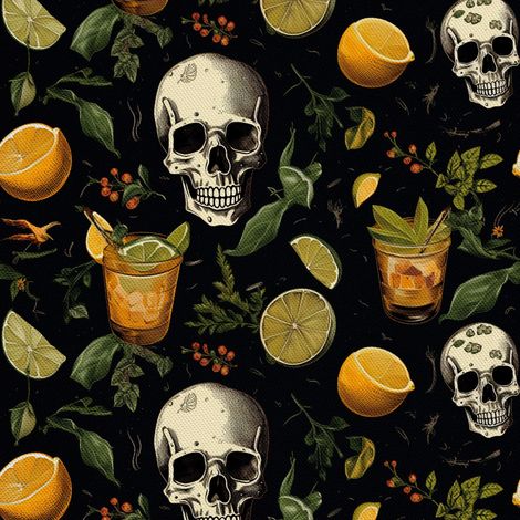 Tela Oxford decorativa para exteriores - Motivo de calavera I DX4073 (1/5)