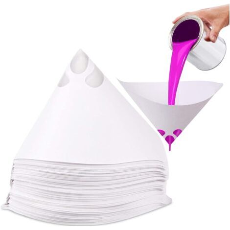 Lot de 120 filtres à peinture coniques en papier jetables - 100 filtres en maille pour peinture de voiture