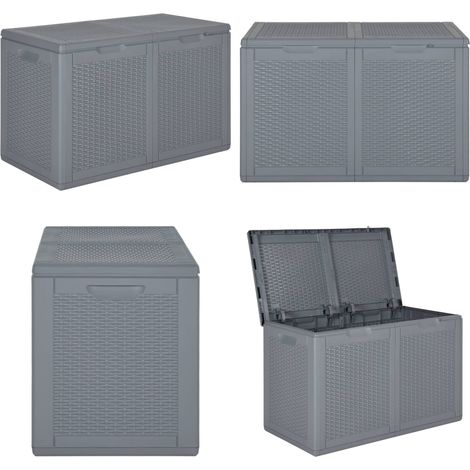 Gartenbox Grau PP Rattan 180 L - Gartenbox - Auflagenbox - Gartenmöbel - Outdoor Möbel - Rattan Optik - Home & Living (1/5)