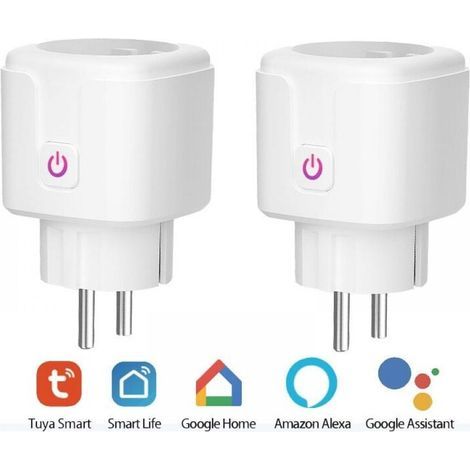 Prise Connectée WiFi, Lot de 2 Prise Intelligente Compatible avec Alexa, Google Home et Smart Life, Prises Programmables WiFi avec Contrôle à Distance, Contrôle Vocal et Fonction de Temps,EU, 16A (1/5)