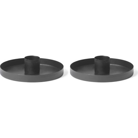 Lot de 2 bougeoirs noirs mat 9 cm, couronne de l'Avent