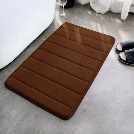 Tappeto bagno rigato 40x60cm morbido confort super assorbente antiscivolo spesso asciugatura rapida, marrone