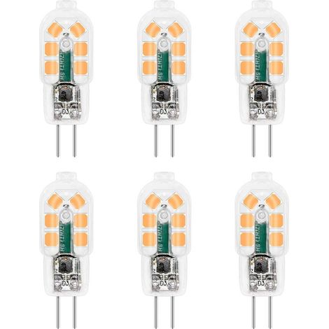 Bombilla LED G4 de 12 V y 2 W, luz blanca cálida de 3000 K, 200 lm, equivalente a una lámpara halógena G4 de 10 W y 20 W, no regulable, bipin G4 de 12 V, LED CA/CC para lámparas de araña y de mesa, pa (1/5)