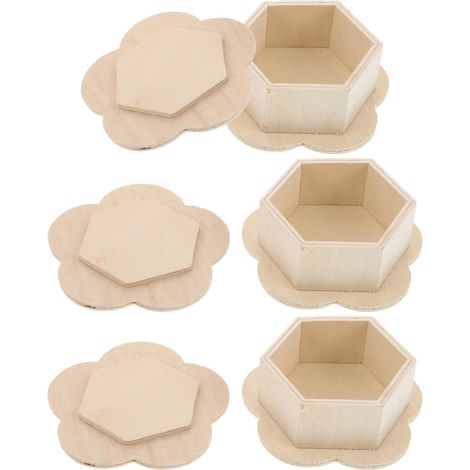 Beigefarbenes, multifunktionales Aufbewahrungsset aus Holz, bestehend aus 3 sechseckigen Boxen, einzigartiges und dekoratives Design, kreative Verwendungsmöglichkeiten für Hobbys und Schmuck (1/5)