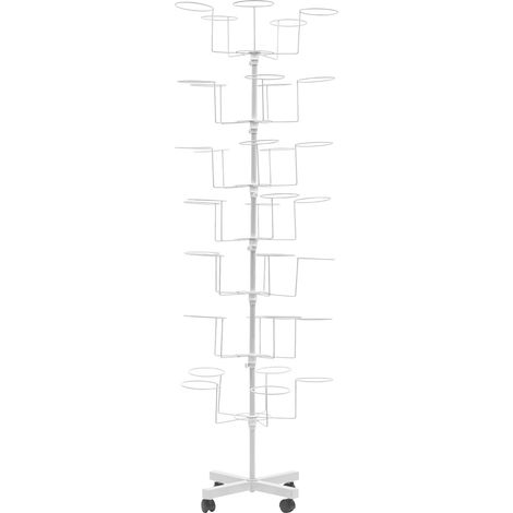 Porte-chapeaux blanc à 7 étages, capacité de 35 chapeaux, pivotant avec roulettes, autoportant et peu encombrant, étagère en métal pour chambre à coucher, couloir, magasin (1/5)