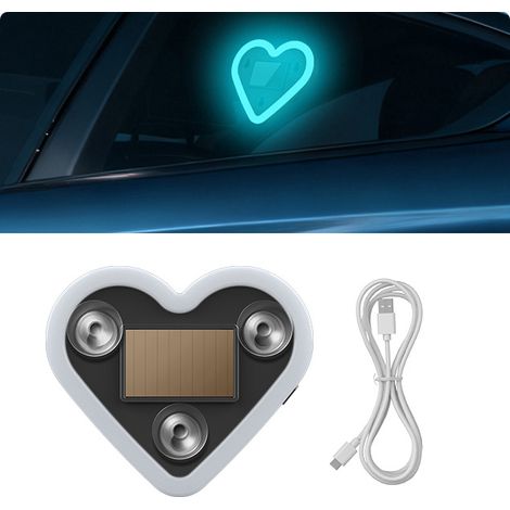 Lumière d'ambiance néon LED en Forme de cœur à énergie Solaire, sans Fil, lumière ambiante pour la décoration de Voiture de la Saint-1PCS