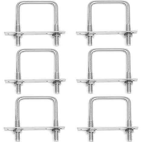 6 Pièces Acier Inoxydable Boulons En U M8 x 60 mm x 100 mm Boulon Carré en U Avec Écrous et Plaque De Cadre Boulons de Serrage Fixation pour Fixation Tuyaus (1/5)