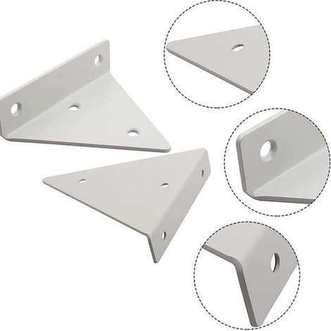 Set di 4 staffe per mensole triangolari, montaggio a parete per giardino, cucina, soggiorno, capacità di carico 20 kg con viti, bianco (1/4)