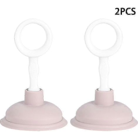 Lot de 2 nettoyeurs de canalisations à ventouse portatifs, outil de débouchage et de nettoyage pour cuisine et salle de bain, rose (1/4)