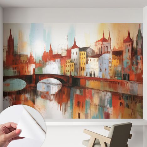 Tapete Selbstklebend - abwaschbar - Tapete mit Motiv - trendige Wanddeko - elegant Fototapete Stadtlandschaft 152x104 cm (1/5)