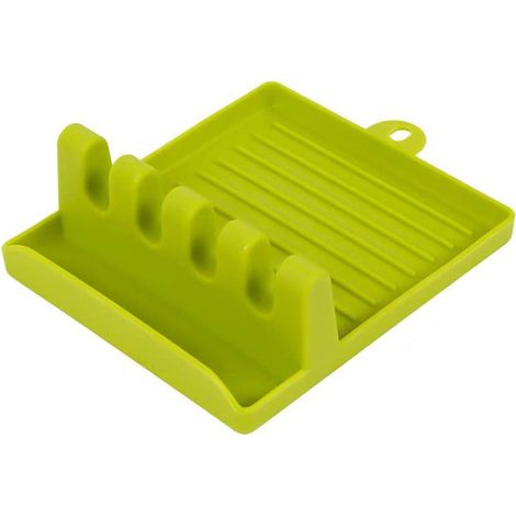 1 Porte-ustensiles cuisine 4 emplacements, bac égouttoir intégré, PP sans BPA, résistant chaleur, pour cuillères et pinces (1/5)