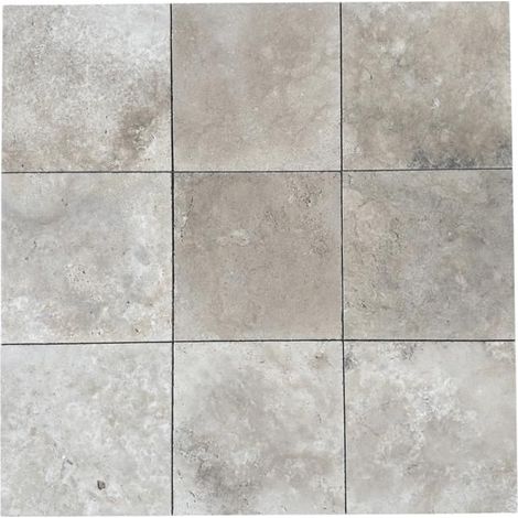Losas de Travertino - ALBEDO PIEDRA - Oscuro Envejecido - 30,5x30,5 cm - Antideslizante - Para Suelo y Pared