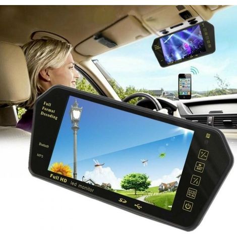 SPECCHIO RETROVISORE SPECCHIETTO MONITOR 7" bluetooth mp4 mp3 micro sd   usb (1/5)
