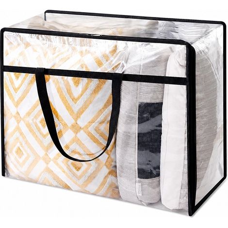 Sac de rangement transparent pour vêtements, grande capacité, en PVC imperméable, organisateur de couette pour dortoir 40L, sac de rangement transparent (1/5)