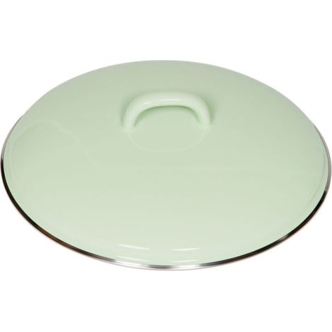 Riess Deckel mit Chromrand Ø22cm Pastell Nilgrün Emaille