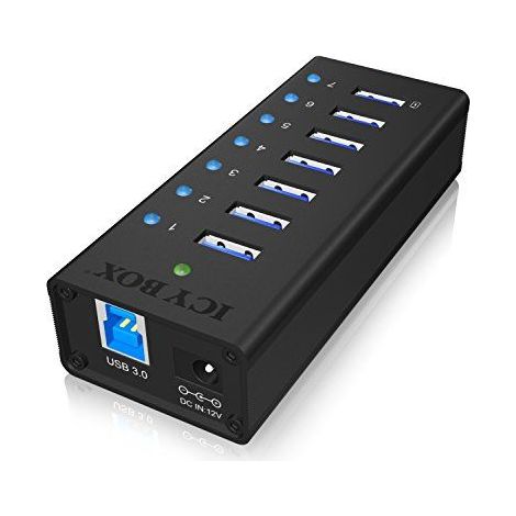 ICY BOX IB-AC618 USB 3.0 Hub mit 7 Ports und Netzteil (1/5)