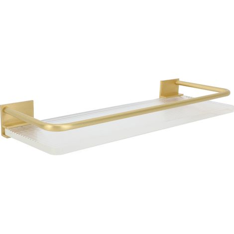 30 cm großes Wandregal fürs Badezimmer, Aluminium, Acryl, Handtuchhalter, Gold (1/5)