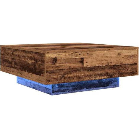 Table basse Table de salon Table de café Ancien Bois et Bleu 80 x 80 x 31 cm (1/5)