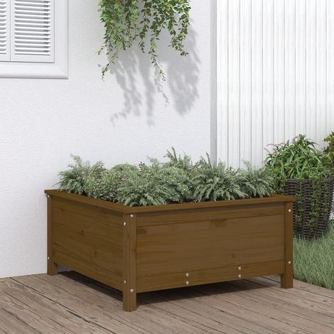Jardinière,Pot de fleurs,Bac à fleurs marron miel 82,5x82,5x39 cm bois massif de pin CIV499524 (1/5)