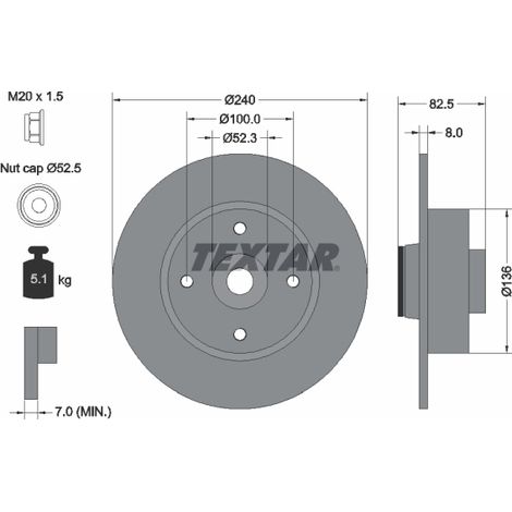 Lot de 2 Disques de frein Textar 92154403 NISSAN 432005338R 432005347R