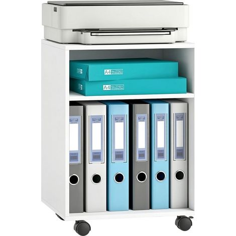Bracket/table for printed with 2 shelves lorsqu, casters locked, for desk/home, fax/scanner, 40 x 35 x 56 cm, white (1/5)