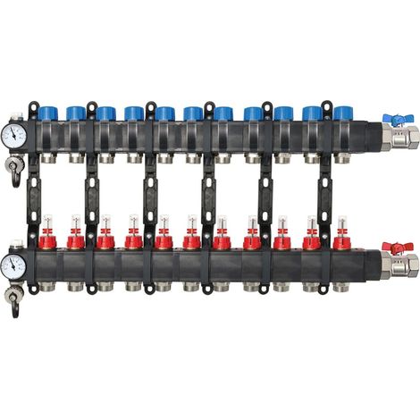 Collecteur composite 1" (26/34) PCBT - 11 départs mâle 3/4’’ EK avec kit vannes - Conecterm (1/4)