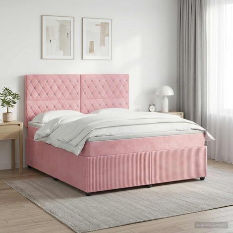 vidaXL Lit boxspring avec matelas Rose 140 x 200 cm Velours (1/5)