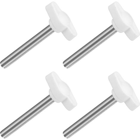 4pcs Boutons à Ailettes en T, M6 x 50 Vis à Pouce Inox 304 Blanc (1/5)