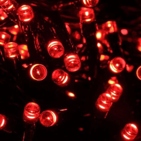 Guirlande LED Intérieur/Extérieur, 5mm, 8 Modes d'Éclairage, Contrôleur 31V avec Mémoire, IP44 Étanche, Câble Vert, pour Noël, Fêtes et Décorations (Rouge, 5M 100LED) (1/3)