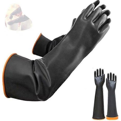 Gants en latex résistants aux produits chimiques gants de protection longs en caoutchouc de sécurité ind (1/5)
