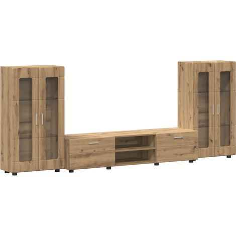 TV Cabinet Set FLORIN 3 pcs Artisan Oak Engineered Wood vidaXL