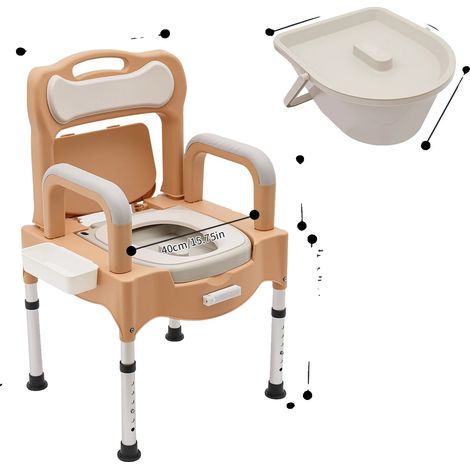 Chaise Commodes, Hauteur Réglable, Design Portable, Kaki (1/2)