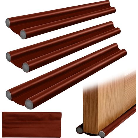 3 Pcs de Porte Isolant Froid, 96cm Bas de Porte Isolant, Joint Portes, Joint d'étanchéité Double Couche pour Portes d'entrée Coupe-Vent(Marron) (1/5)