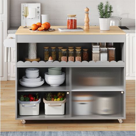 Mobile cucina con piano ribaltabile in MDF grigio OKMYHOME (1/5)