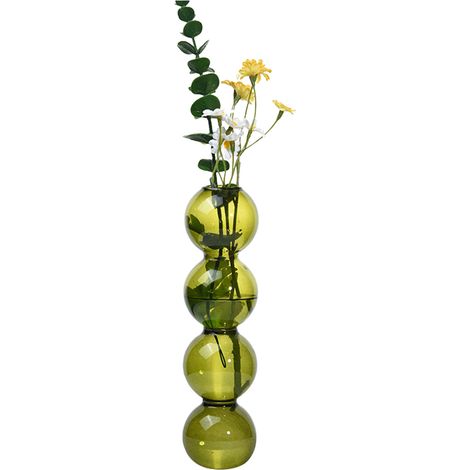 Vase en verre, vase en verre transparent pour bain d'oiseaux, forme originale, pour la décoration de la table de bureau à la maison. (1/5)