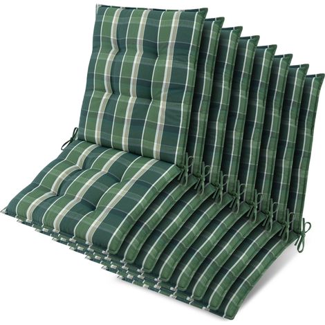 8x Niederlehner Sun-NL Auflage 105x50x8cm Grün-Kariert