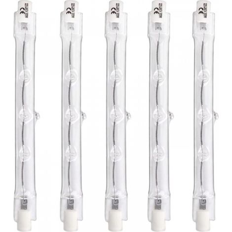 Ampoules Halogènes Linéaires R7s 118mm 200W, Dimmable Blanc Chaud, 220V Projecteur à Double extrémité R7s pour Éclairage paysager, Lumière de travail de sécurité, 5 Pièces (1/5)