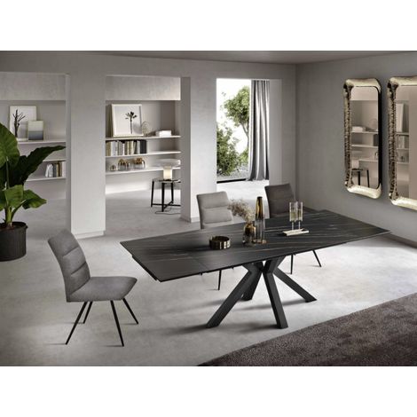Tavolo cucina allungabile 240 cm piano gre's rporcellanato Nero JACKY (1/5)