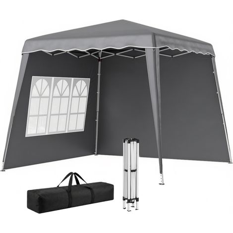 Pavillon de jardin pliable et pliable 2,89 x 2,89 m avec parois latérales, hauteur réglable, protection UV50+, gris