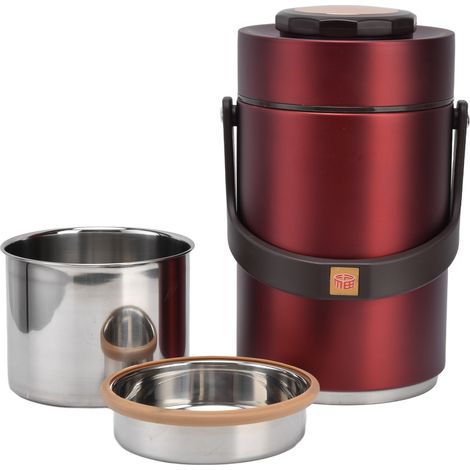 Boîte Repas Isotherme en Acier Inoxydable 304, Intérieur Double Vide, Capacité 2300ml, 3 Couches pour Travail ou Pique-nique (1/5)