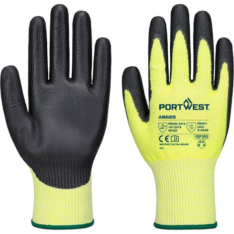 Guanto di taglio D13 Pu Essential (12 paia) - Taglia XL - Giallo/nero - Portwest