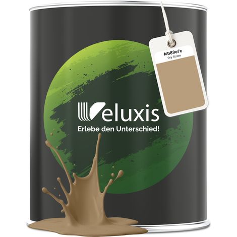 Wandfarbe Beige Gold Braun Matt Innenfarbe – Deckkraft Klasse 1, VOC-frei, Ohne Grundierung, Tropfarm – Wohnzimmer & Schlafzimmer – 1L – Veluxis (Dry Straw)